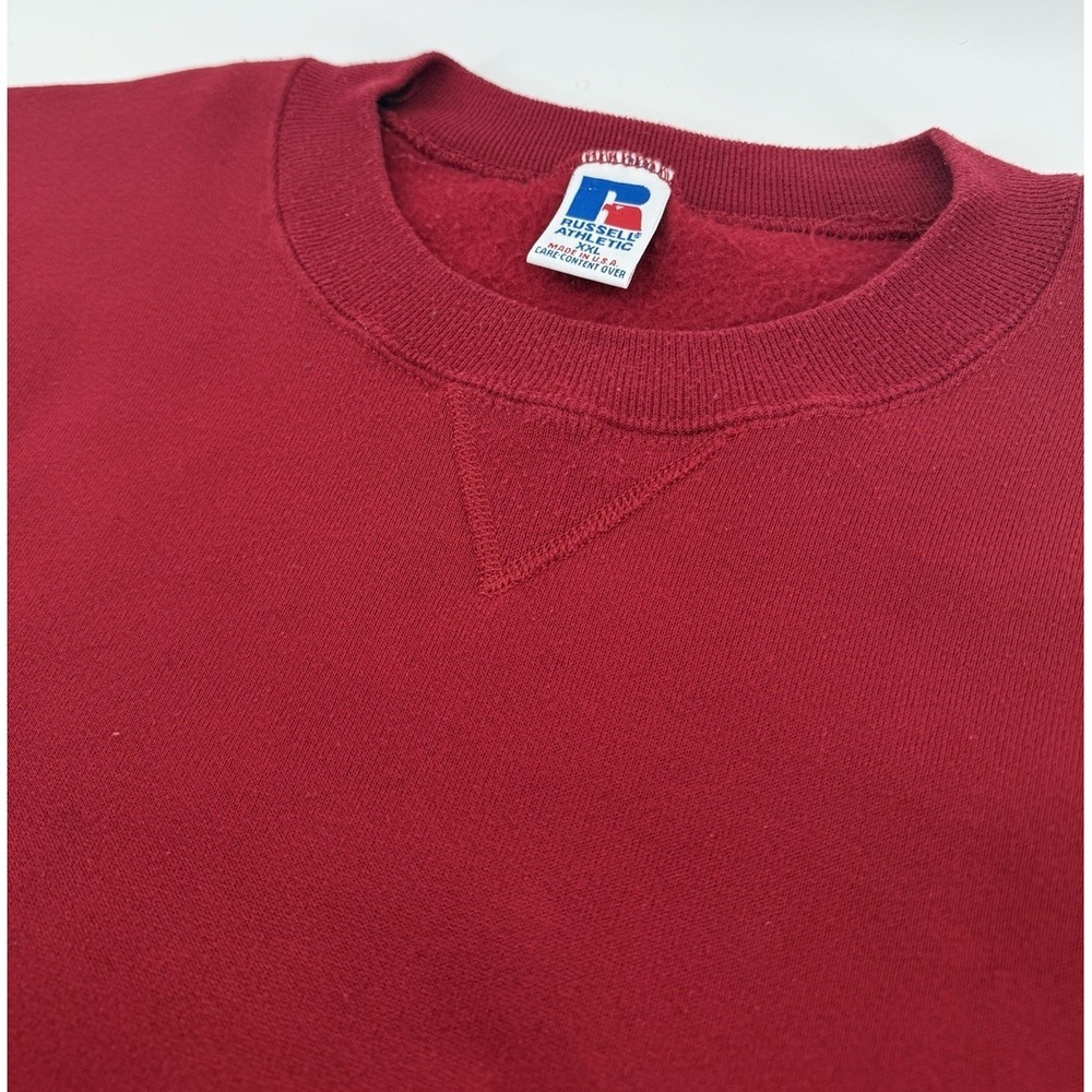 VNTG 80's Blank Russell Athletic Sweatshirt Mens XXL Red Made in USA Crewneck